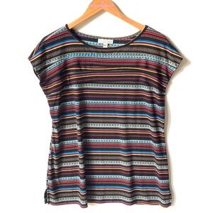 Dana Buchman Striped Multicolored short sleeve top, size L